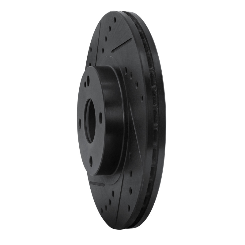 Mazda Miata Brake Rotor (1) - Front Left - R1 Concepts - Drilled & Slotted - Black - `01-`05